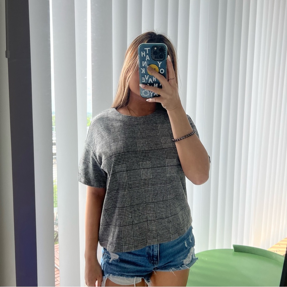 NWT Banana Republic Gray Plaid Blouse